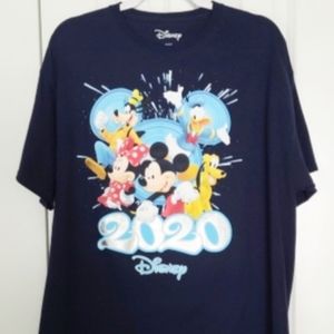 Mickey, Minnie, Donald, Goofy, Pluto 2020 Disney Blue T-Shirt Size XL